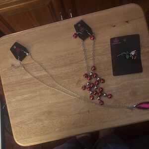 NWT-Silver and Red Jewelry Set